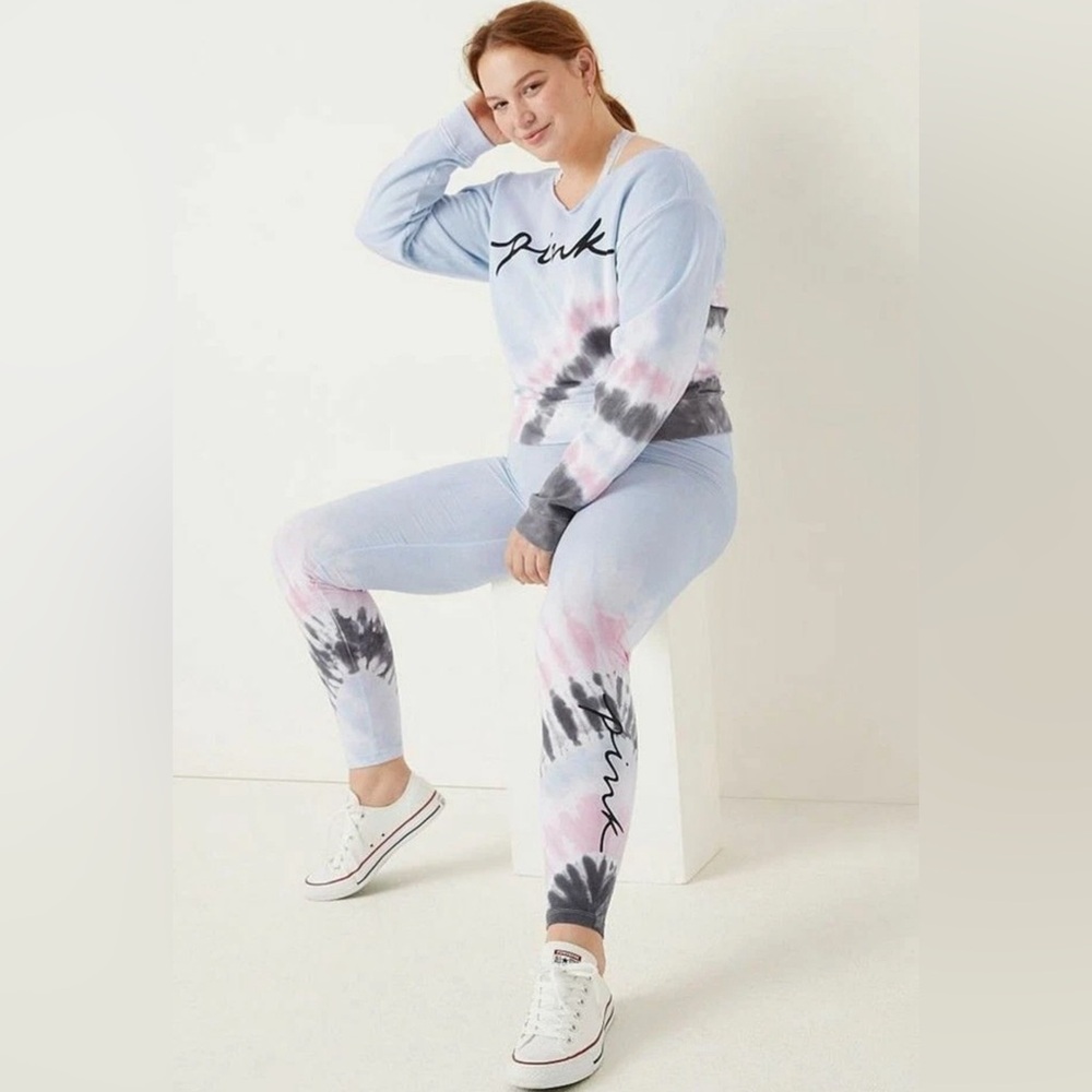 VICTORIAS SECRET PINK HIGH WAIST COTTON LEGGINGS TIE DYE